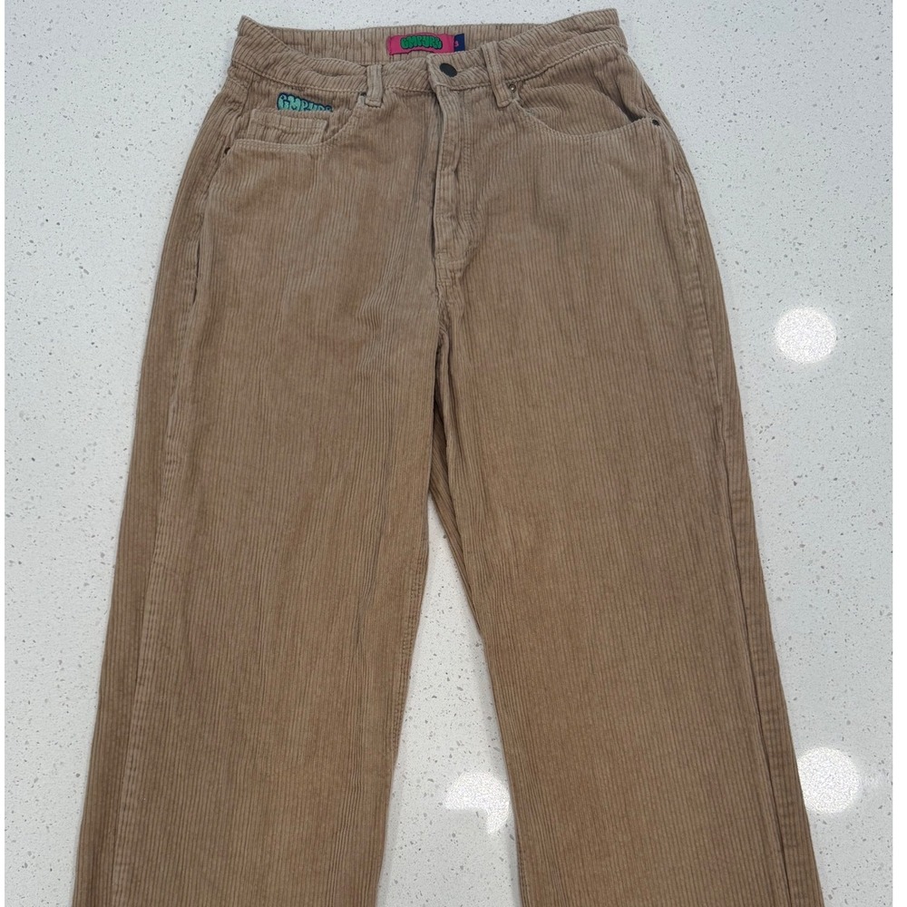 Empyre Corduroy Pants Womens Size 3 Tan Excellent Streetwear Wide Leg Trousers